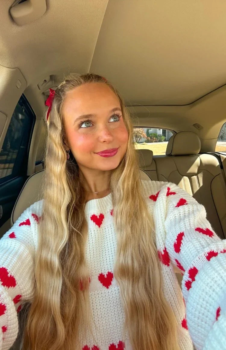 Lovey Red Heart Stripe Jumper